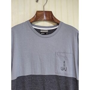 Jetty Shirt Mens Large Gray Charcoal Colorblock Pocket Tee Fishing Hook Graphic